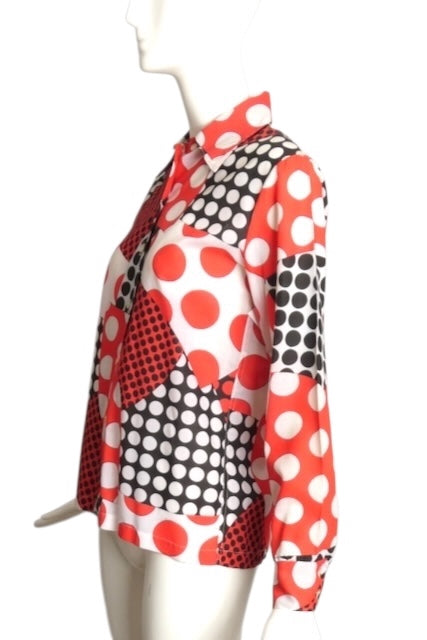 1970s Multi Color Polka Dot Blouse, Size 6