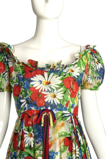 EMMA DOMB- 1960s Floral Batiste Dress, Size 4