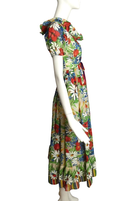 EMMA DOMB- 1960s Floral Batiste Dress, Size 4