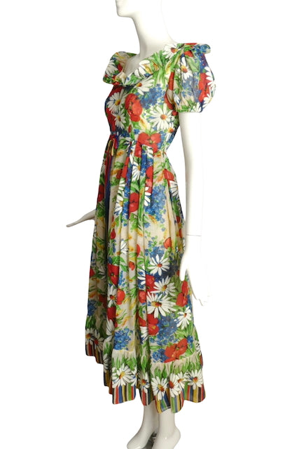 EMMA DOMB- 1960s Floral Batiste Dress, Size 4