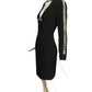 BOB MACKIE- 1990s Black Beaded Crepe Dress, Size 10