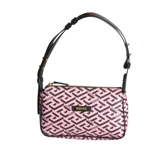 VERSACE- NWT Pink & Black La Greca Canvas Purse