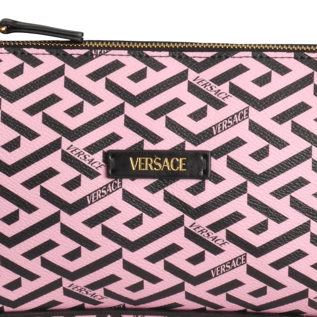 VERSACE- NWT Pink & Black La Greca Canvas Purse