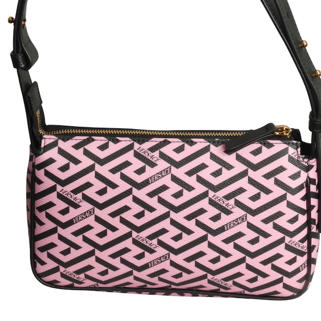VERSACE- NWT Pink & Black La Greca Canvas Purse