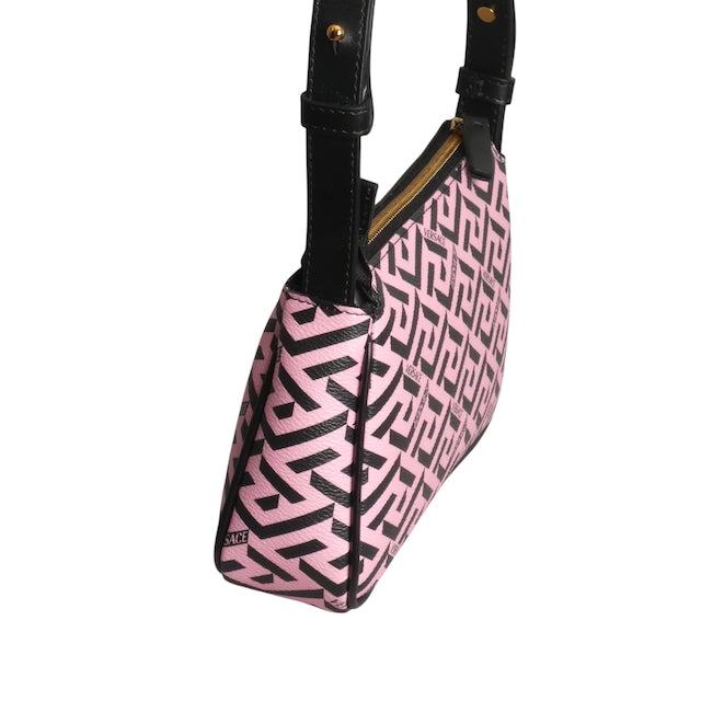 VERSACE- NWT Pink & Black La Greca Canvas Purse
