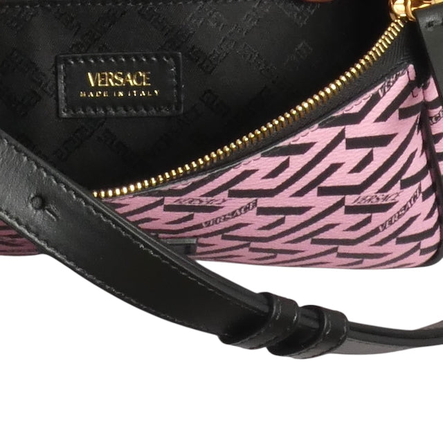 VERSACE- NWT Pink & Black La Greca Canvas Purse