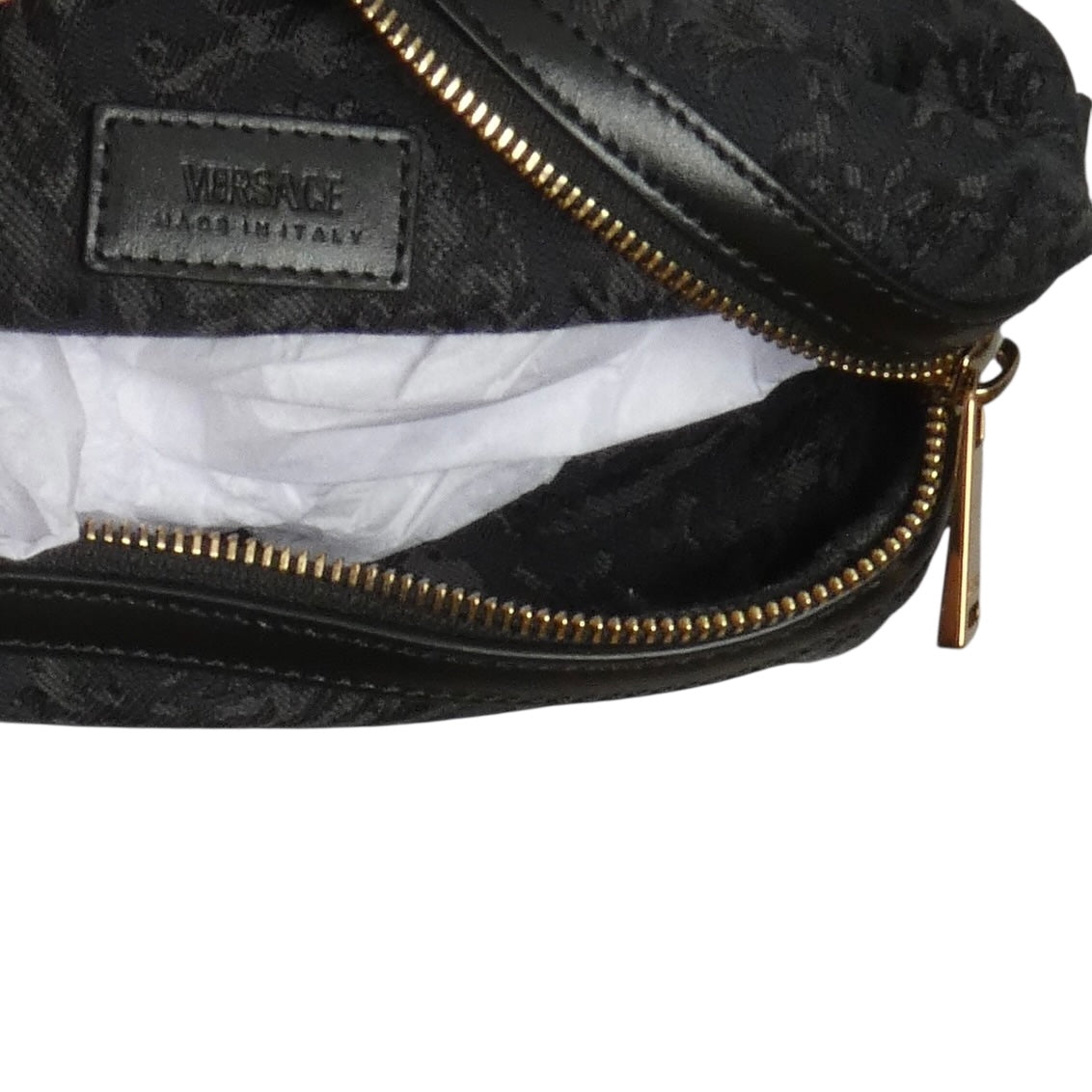 VERSACE- NWT Black Embroidered Jacquard Beauty Pouch