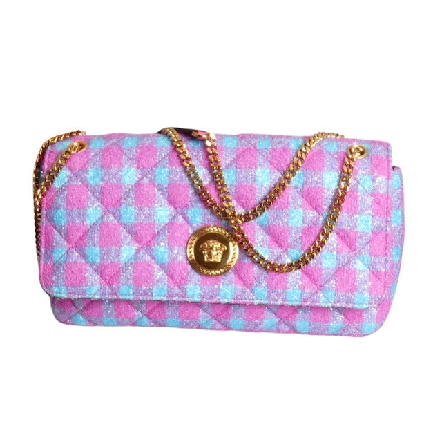 VERSACE- NWT Multi Color Quilted Tweed Purse