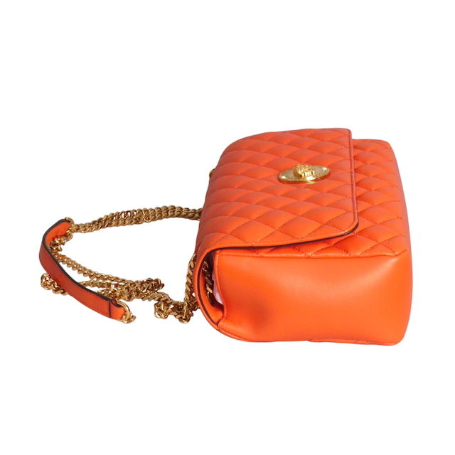 VERSACE- NWT Orange Quilted Leather Jumbo Bag