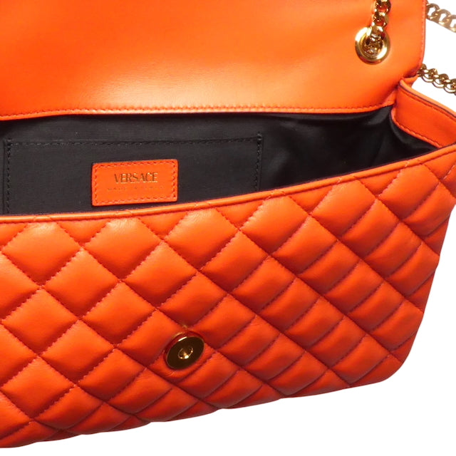 VERSACE- NWT Orange Quilted Leather Jumbo Bag