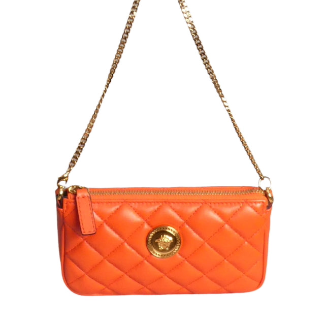 VERSACE- NWT Orange Quilted Leather Mini Purse