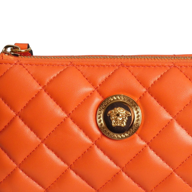 VERSACE- NWT Orange Quilted Leather Mini Purse