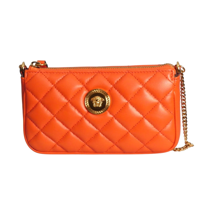 VERSACE- NWT Orange Quilted Leather Mini Purse