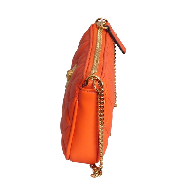 VERSACE- NWT Orange Quilted Leather Mini Purse