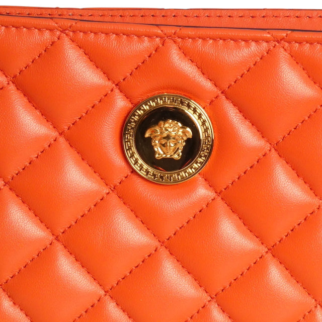 VERSACE- NWT Orange Quilted Leather Hand Bag