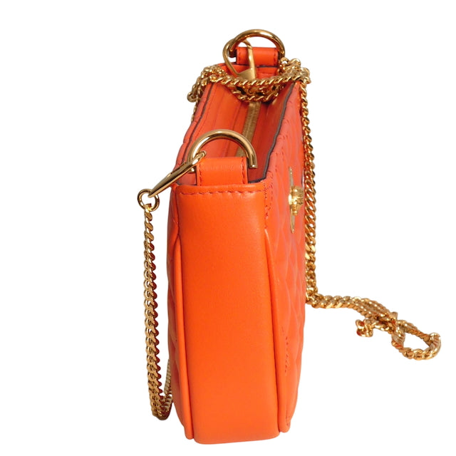 VERSACE- NWT Orange Quilted Leather Hand Bag