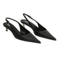 VERSACE- NIB Black Leather Sling Back Pumps, Size 40