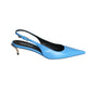 VERSACE- NIB Blue Leather Sling Back Pumps, Size 37.5
