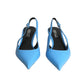 VERSACE- NIB Blue Leather Sling Back Pumps, Size 37.5