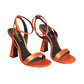 VERSACE- NIB Orange Satin Charm Sandals, Size 38