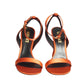 VERSACE- NIB Orange Satin Charm Sandals, Size 38