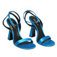 VERSACE- NIB Blue Satin Charm Sandals, Size 40