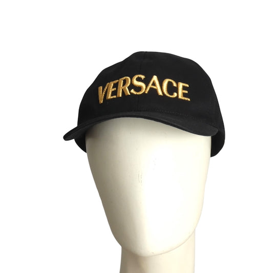 VERSACE-  NWT Black Embroidered Cap, Size 57