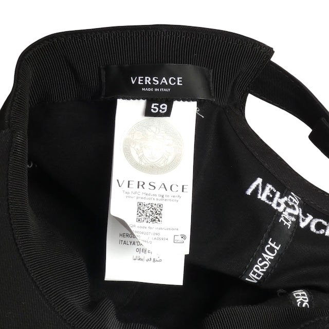 VERSACE- Black Embroidered Cap, Size 59