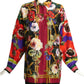 DOLCE & GABBANA- 2024 Oversized Floral Silk L/S Blouse, Size 8