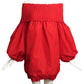 PATOU- 2023 Red Taffeta Puffed Sleeve Dress, Size 10