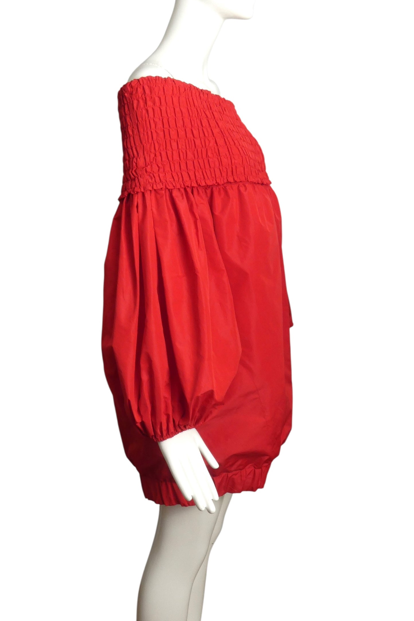 PATOU- 2023 Red Taffeta Puffed Sleeve Dress, Size 10