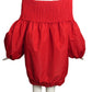 PATOU- 2023 Red Taffeta Puffed Sleeve Dress, Size 10