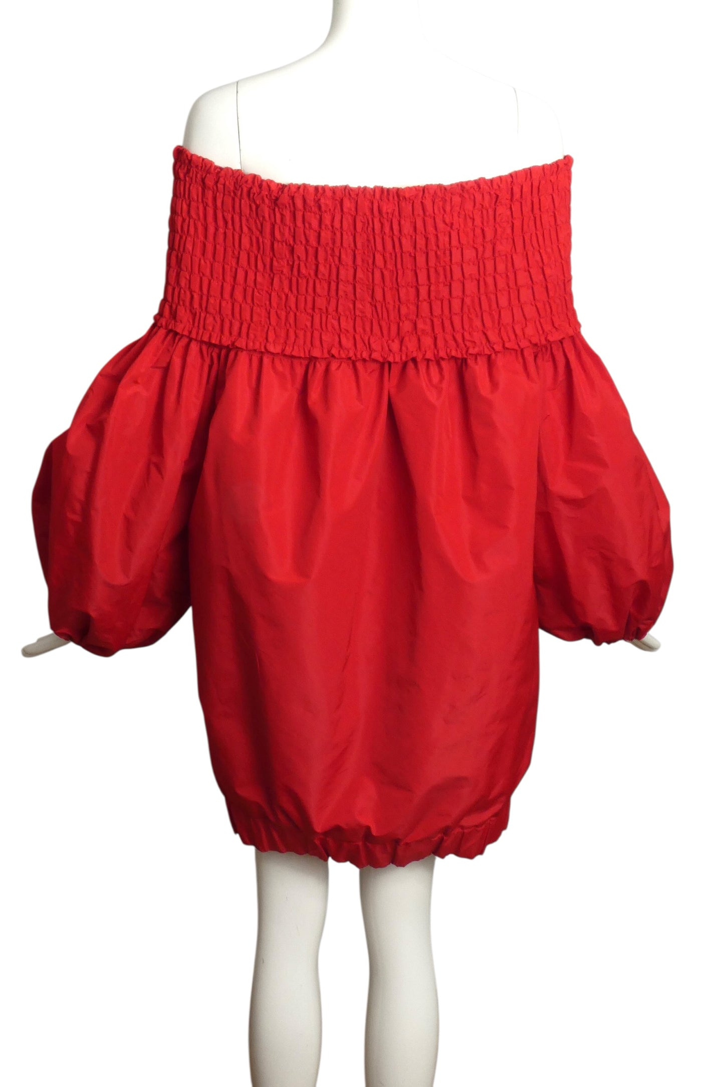 PATOU- 2023 Red Taffeta Puffed Sleeve Dress, Size 10