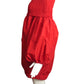 PATOU- 2023 Red Taffeta Puffed Sleeve Dress, Size 10