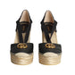 GUCCI- NIB Black Charlotte Wedge Espadrilles, Size 40.5