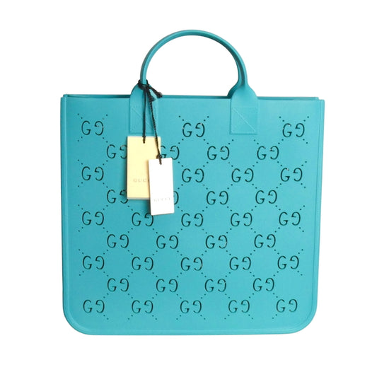 GUCCI- NWT Kid's Turquoise Rubber "GG" Tote