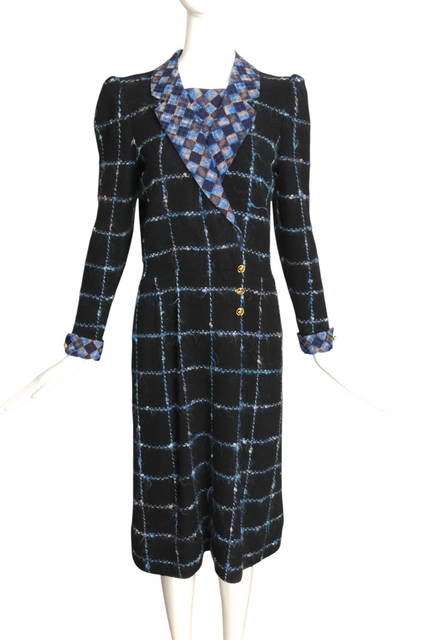 ADOLFO- 1970s Knit & Silk Dress, Size 8