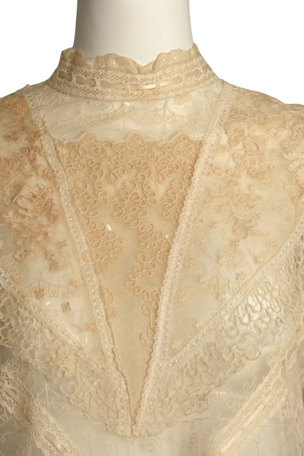 1980s Ivory Lace Blouse, Size 6