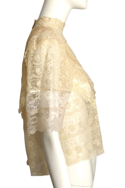 1980s Ivory Lace Blouse, Size 6