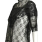 1980s Black Lace Blouse, Size 6
