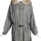 BURBERRY- Gray Nylon & Fur Trim Coat, Size Medium