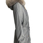 BURBERRY- Gray Nylon & Fur Trim Coat, Size Medium