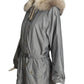 BURBERRY- Gray Nylon & Fur Trim Coat, Size Medium