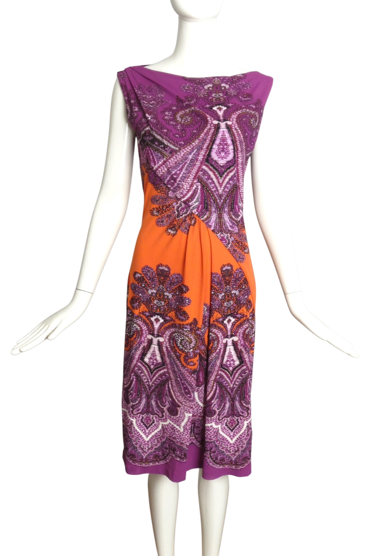 ROBERTO CAVALLI- Multi Color Printed Jersey Dress, Size 6