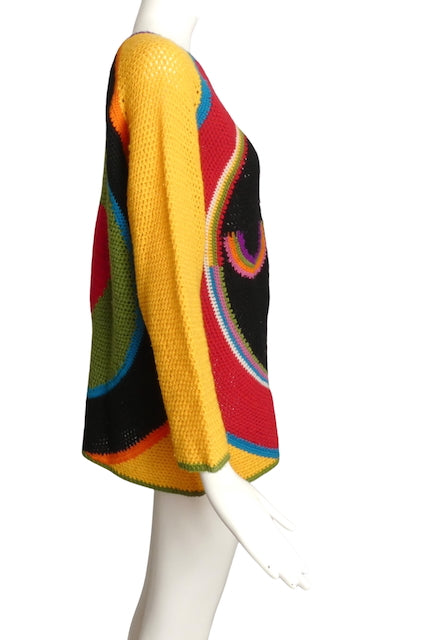 CHEAP & CHIC MOSCHINO- 1990s Crochet Rainbow Sweater, Size 10