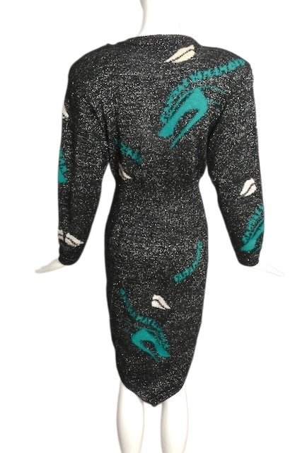 KANSAI YAMAMOTO- 1979 Wool Lurex Cut Away Cardigan, Size 4