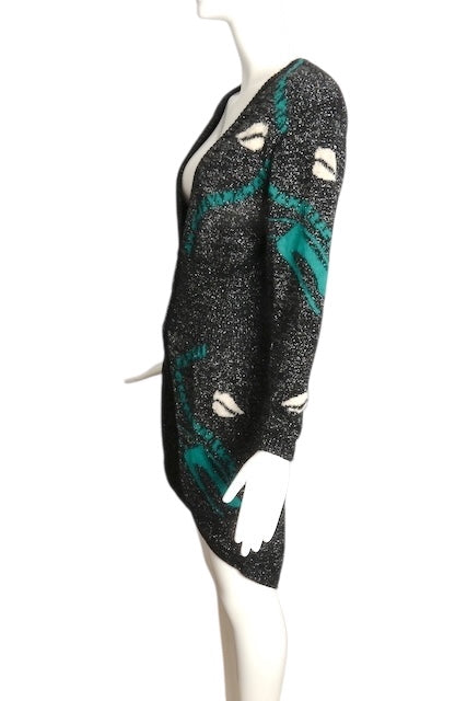 KANSAI YAMAMOTO- 1979 Wool Lurex Cut Away Cardigan, Size 4