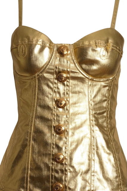 MOSCHINO COUTURE- NWT 2019 Gold Bustier Dress, Size 6