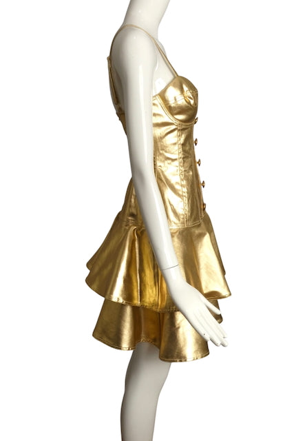 MOSCHINO COUTURE- NWT 2019 Gold Bustier Dress, Size 6