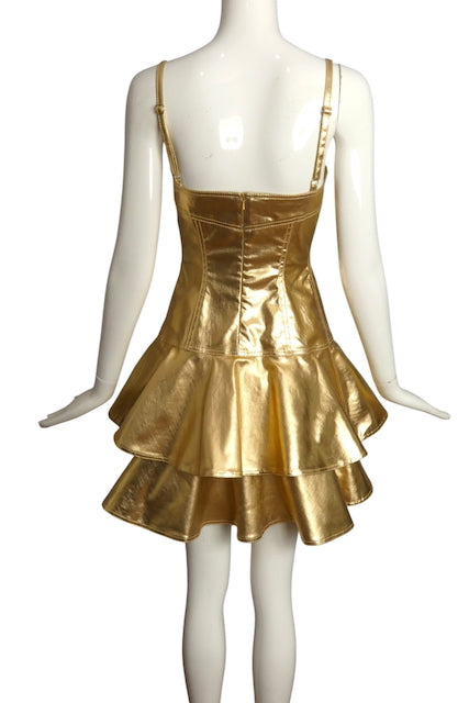 MOSCHINO COUTURE- NWT 2019 Gold Bustier Dress, Size 6